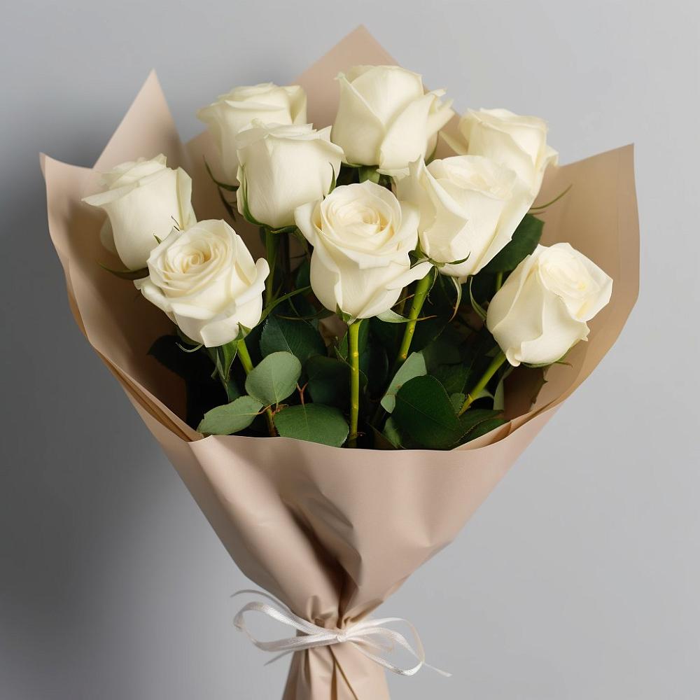 Букет 9 Белых роз Эдлесс Лав в Пятигорске