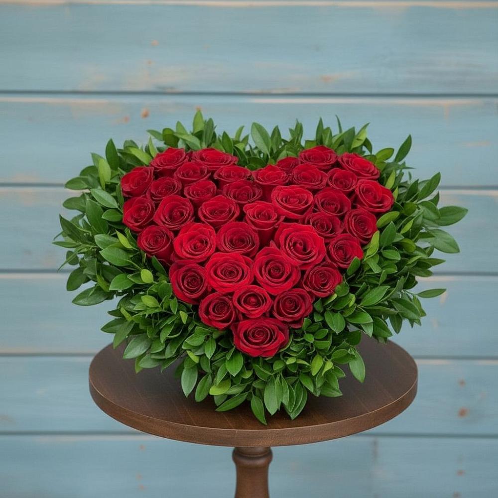 Цветочная композиция из Розы в виде сердца в Пятигорске