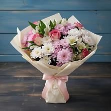 Букет цветов из:  Хризантемы, Альстромерии и Розы в Пятигорске