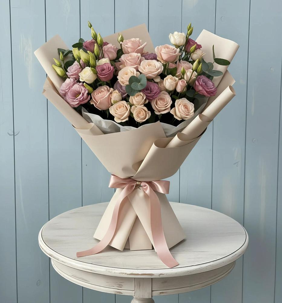 Букет цветов из: Розы и Лизиантусы в Пятигорске