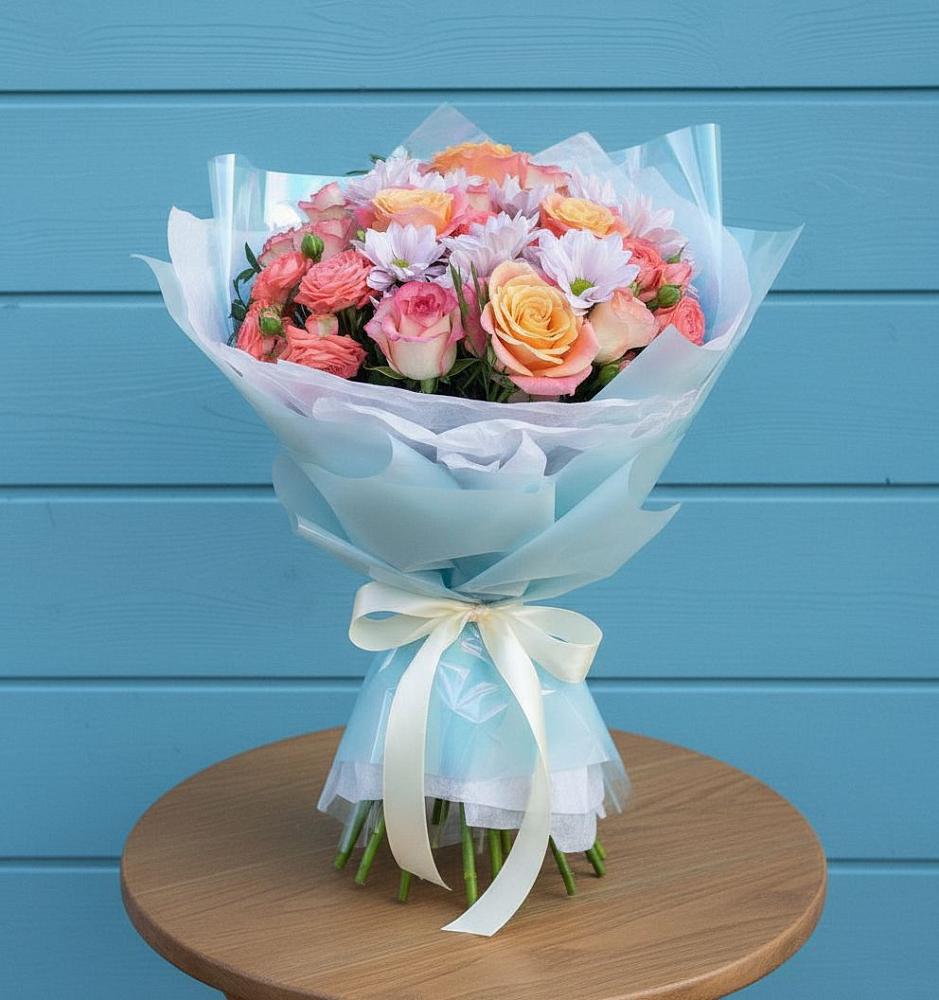 Букет цветов из: Хризантемы и Розы в Пятигорске